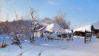 Dubovskoy Painting - Winter Scene by Nikolay Dubovskoy