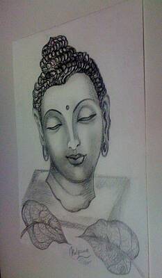 Drawing - Lord Buddha by <b>Kalpana Jha</b> - lord-buddha-kalpana-jha