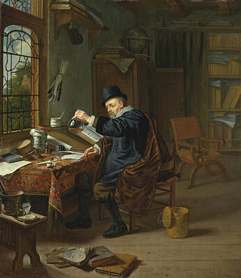  Painting - A Doctor In His Studio by Michiel van Musscher