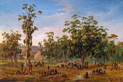  Painting - An Aboriginal Encampment Near The Adelaide Foothills by Alexander Schramm
