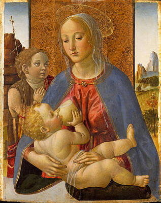 Cosimo Rosselli Painting - Madonna And Child With The Young Saint John The Baptist by Cosimo Rosselli