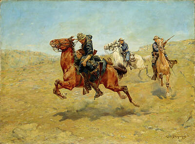 Charles Schreyvogel Painting - In Hot Pursuit by Charles Schreyvogel