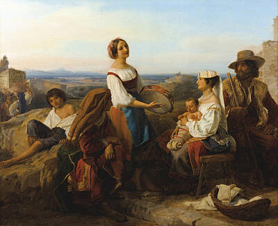  Painting - Tambourine Player In The Roman Region by Friedrich August Bouterwek
