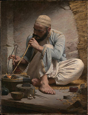 Charles Sprague Pearce Painting - The Arab Jeweler by Charles Sprague Pearce