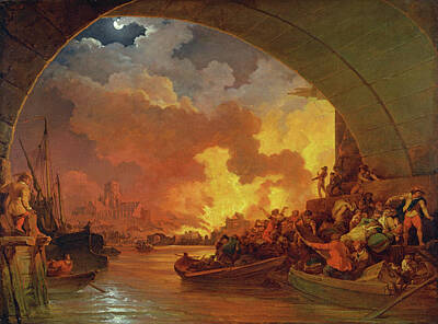  Painting - The Great Fire Of London by Philip James de Loutherbourg