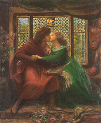 Kiss Drawing - Paolo And Francesca Da Rimini by Dante Gabriel Rossetti