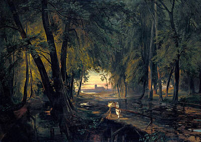 Carl Blechen Painting - Forest Path Near Spandau by Carl Blechen
