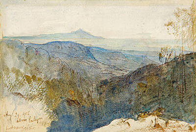 Edward Lear Drawing - A Distant View Of Mount Athos by Edward Lear