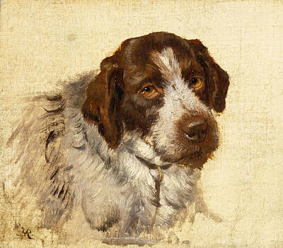  Painting - A German Wirehaired Pointer by Attributed to Henriette Ronner-Knip