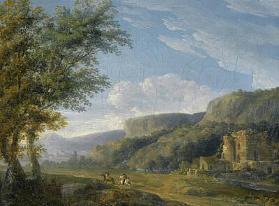  Painting - A Landscape With Two Horsemen Riding Through A Valley by Jean-Victor Bertin