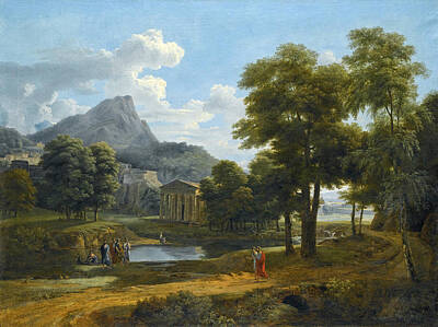 Painting - A Mountainous Landscape With A View Of Pheneos And The Temple Of Minerva Caphyes by Jean-Victor Bertin