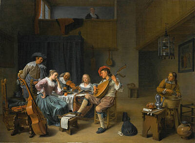 Hendrik Martensz Sorgh Painting - A Musical Company In An Interior by Hendrik Martensz Sorgh