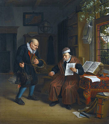  Painting - A Peasant Offering Poultry To A Lawyer by Michiel van Musscher