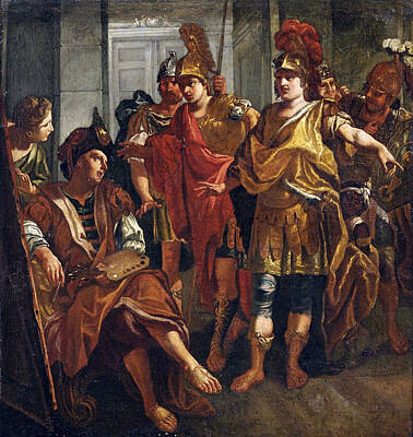 Apelles Painting - Alexander The Great In The Studio Of The Painter Apelles by Circle of Antonio Balestra