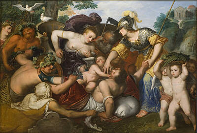 Otto Van Veen Painting - Allegory Of The Temptations Of Youth by Otto van Veen