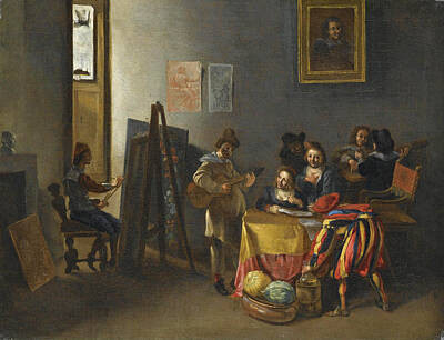  Painting - An Artist's Studio With Models Sitting For A Genre Painting Or An Allegory Of The Five Senses by Michelangelo Cerquozzi
