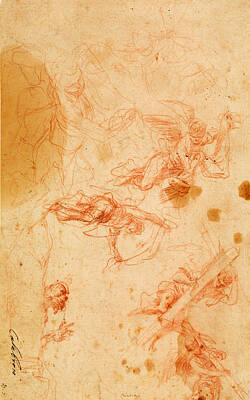  Drawing - Angels Carrying The Holy Cross And Shroud by Mattia Preti
