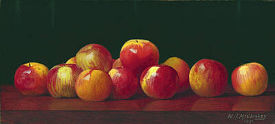 William Joseph Mccloskey Painting - Apples On A Tabletop by William Joseph McCloskey