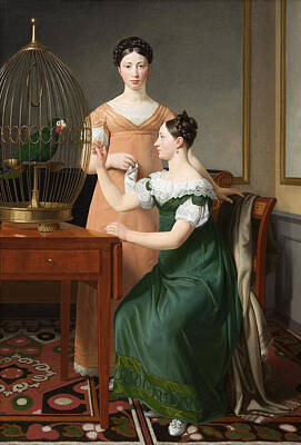 Christoffer Wilhelm Eckersberg Painting - Bella And Hanna. The Eldest Daughters Of M.l. Nathanson by Christoffer Wilhelm Eckersberg