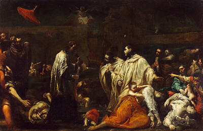 Giuseppe Maria Crespi Painting - Bernard Tolomei And The Plague In Siena by Giuseppe Maria Crespi
