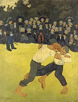 Serusier Painting - Breton Wrestling by Paul Serusier