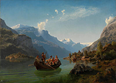 Hans Gude Painting - Bridal Journey In Hardanger by Adolph Tidemand and Hans Gude