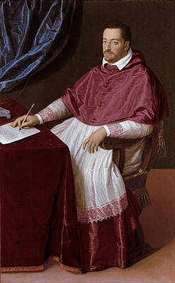 Scipione Pulzone Painting - Cardinal Ferdinando De' Medici Later Grand Duke Ferdinando I Of Tuscany by Scipione Pulzone