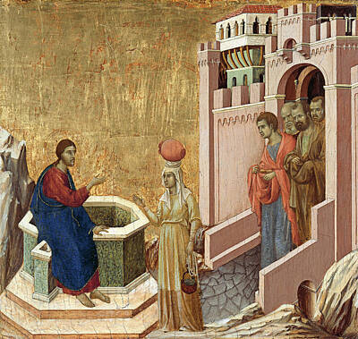 Duccio Painting - Christ And The Samaritan Woman by Duccio