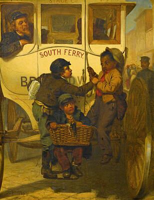 John George Brown Painting - Colored People Not Allowed On This Line by John George Brown