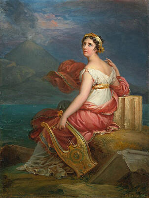 Francois Gerard Painting - Corinna With Her Harp On Cape Misenus by Francois Gerard