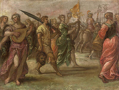 Andrea Vicentino Painting - David And Goliath by Andrea Vicentino