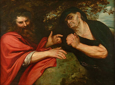 Democritus Painting - Democritus And Heraclitus by Peter Paul Rubens