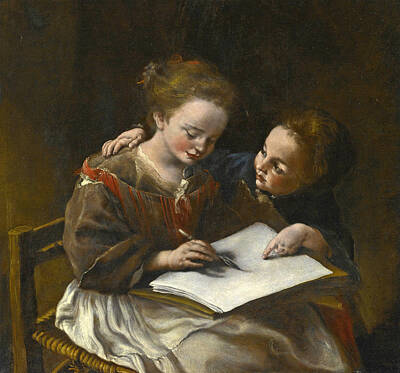  Painting - The Drawing Lesson by Domenico Guidobono
