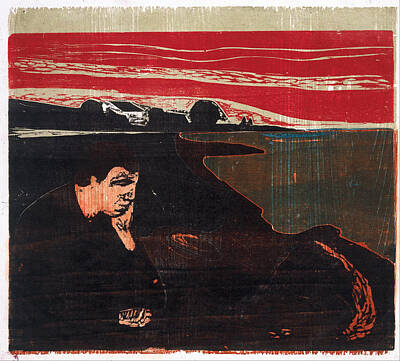 Melancholy Drawing - Evening. Melancholy by Edvard Munch