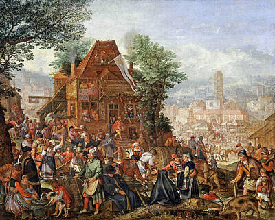 Feast On The Anniversary Of A Church Foundation Print by Pieter Stevens II