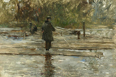  Painting - Fisherman And River's Edge. Holland by Robert Frederick Blum