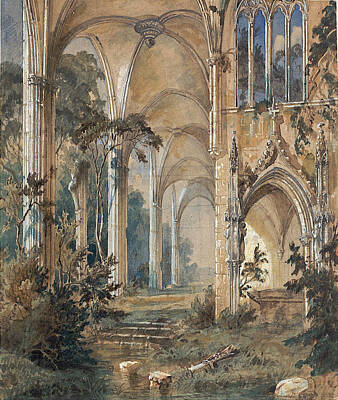 Carl Blechen Drawing - Gothic Church Ruin by Carl Blechen