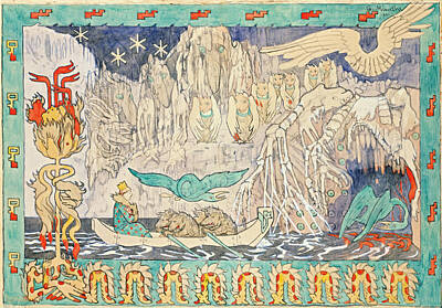 Gerhard Munthe Drawing - In The Giant's Lair by Gerhard Munthe