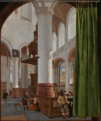Gerard Houckgeest Painting - Interieur Van De Oude Kerk In Delft by Gerard Houckgeest