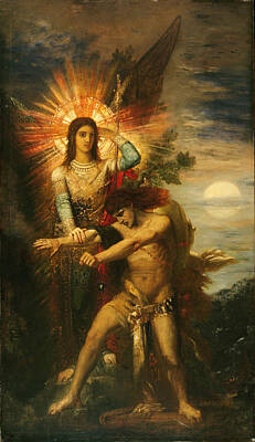 Angel Painting - Jacob And The Angel by Gustave Moreau