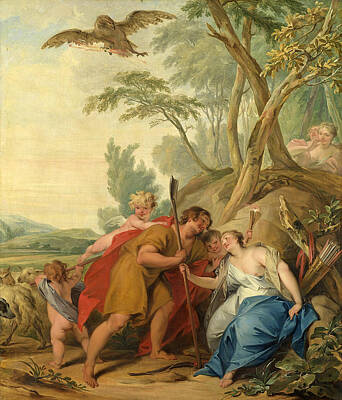  Painting - Jupiter Disguised As A Shepherd Seducing Mnemosyne The Goddess Of Memory by Jacob de Wit