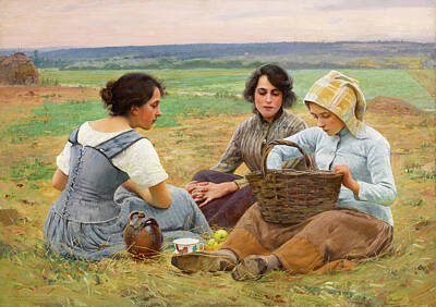 Charles Sprague Pearce Painting - Lunch Break In The Fields by Charles Sprague Pearce