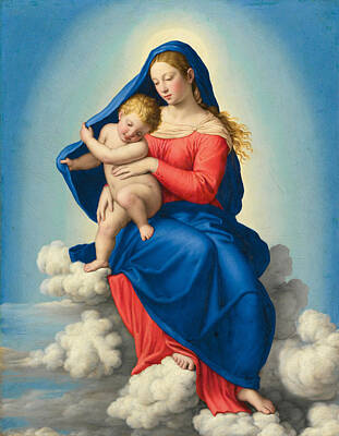 Sassoferrato Painting - Madonna And Child In Glory by Sassoferrato