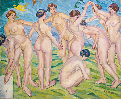 Francisco Iturrino Painting - Nudes. Women Dancing In A Ring by Francisco Iturrino