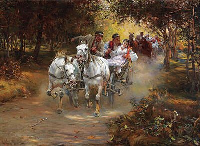 Alfred Wierusz-kowalski Painting - Peasant Wedding by Alfred Wierusz-Kowalski
