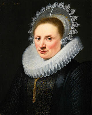 Jan Anthonisz Van Ravesteyn Painting - Portrait Of A Lady In A White Lace Ruff And Cap by Jan Anthonisz van Ravesteyn