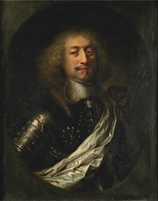 Portrait Of A Man Half Length Wearing Armour And White Silk Sash Print by Attributed to Claude Lefebvre