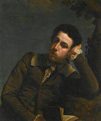  Painting - Portrait Of John Penwarne Junior Resting On A Mossy Bank Holding A Book by John Opie