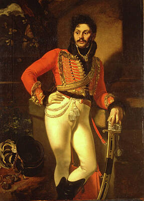 Orest Kiprensky Painting - Portrait Of Life Guard Colonel Yevgraf Davydov by Orest Kiprensky