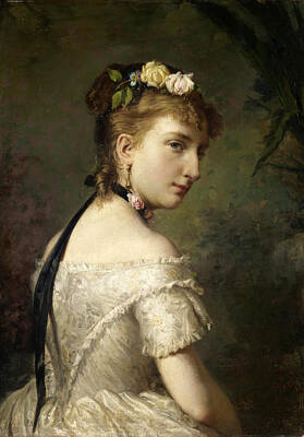  Painting - Portrait Of Woman by Giuseppe Bertini